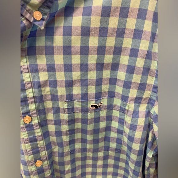 VINEYARD VINES Men’s Plaid Blue Green Button Down Shirt Size L EUC EASTER!!! - Picture 4 of 4